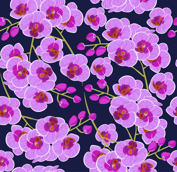 шаблон красочных цветов орхидеи вектор illustration.stock векторные изображения красивых розовых цветов орхидеи. яркий фон
. - Вектор,изображение