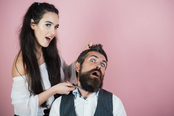 Man with beard with lady - Foto, Imagem