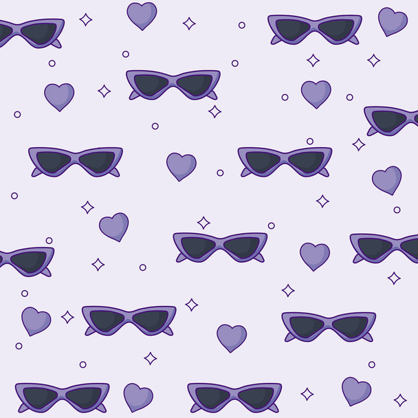 Sunglasses and hearts background - Vector, Image