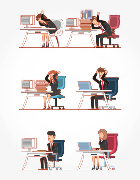 businesspeople avatars with work time elements - Vector, Image