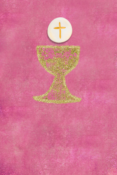 Eerste heilige communie verticale uitnodigingskaart - Foto, afbeelding