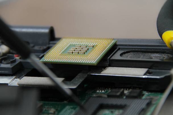 Computer repair concept Close-up view. Computer service. Man rep - Photo, Image
