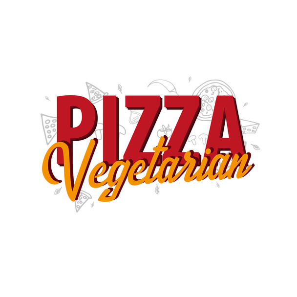 Pizza food menu for restaurant and cafe. Design banner with hand-drawn graphic elements in doodle style. Vector Illustration. - Vektör, Görsel