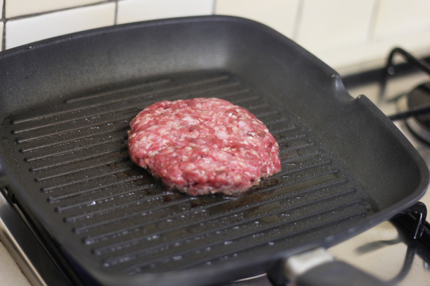 Fried hamburger on a pan - Foto, Imagem