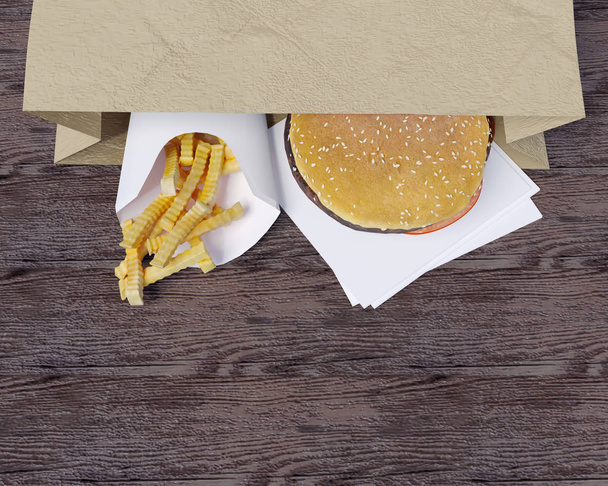 Fast food identity mock up 3d illustration stationary,  stationery,  style,  take,  template,  up,  white   - Foto, Imagem