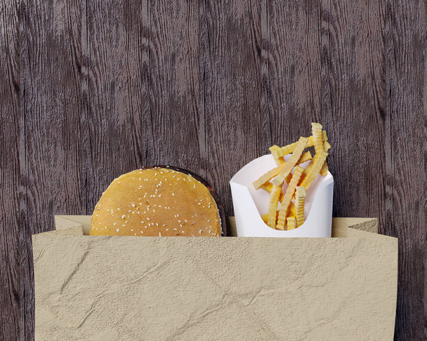 Fast food identity mock up 3d illustration stationary,  stationery,  style,  take,  template,  up,  white   - Foto, afbeelding