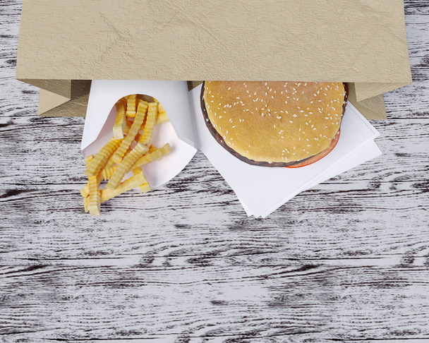 Fast food identity mock up 3d illustration  style,  take,  template,  up,  white  illustration,  isolated,  logo,  lunch - Foto, Imagem