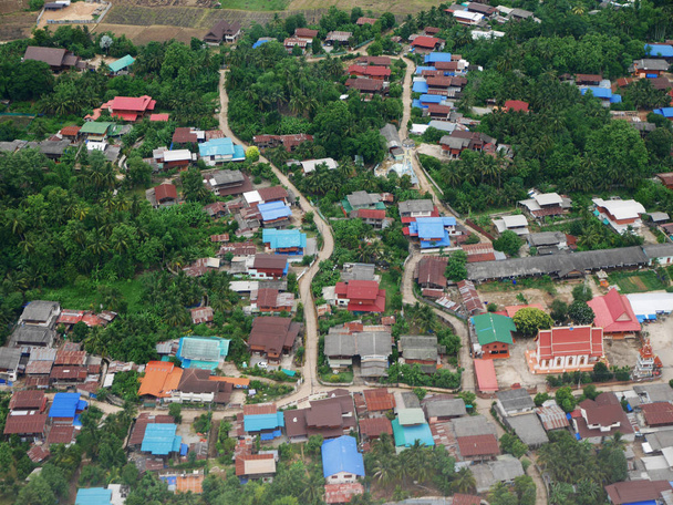 Aerial view of Phrae city from airbus twin propeller takeoff fro - Фото, зображення