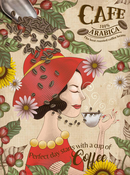 Elegant Arabica coffee beans ads - Διάνυσμα, εικόνα