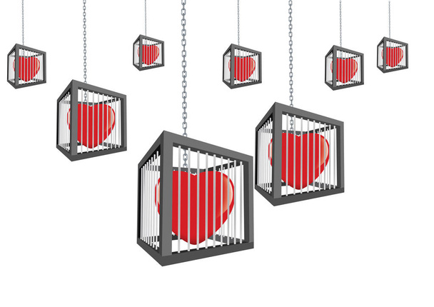 клітки з закритими серцями висять
 - Вектор, зображення