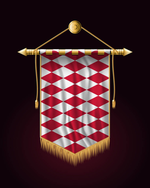 Bandera de Mónaco. Versión de diseño alternativo. Banne vertical festivo
 - Vector, imagen