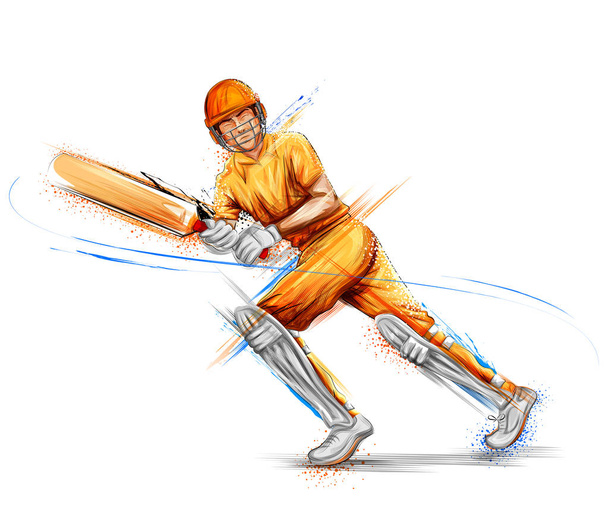 Batsman playing cricket championship sports - Vector, Image
