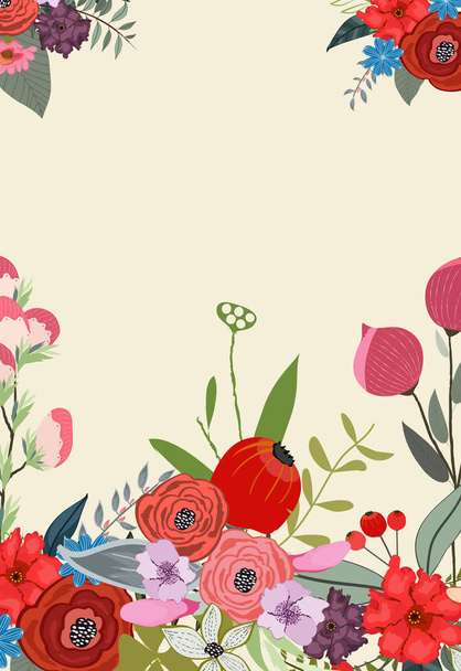 Blooming spring frame background design - Vecteur, image