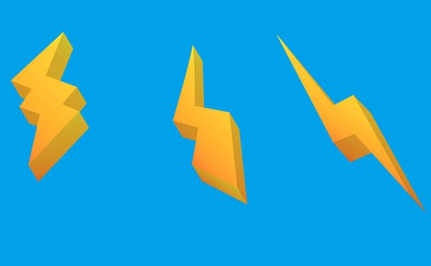 Trovão e Parafuso Iluminação Flash Icons Set. estilo isométrico em fundo azul. Vetor
 - Vetor, Imagem