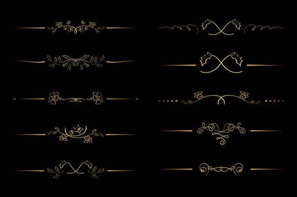 divisores de ouro floral com flores - conjunto vetorial
 - Vetor, Imagem