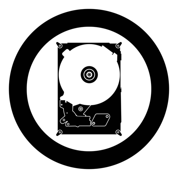 Disco rigido icona colore nero in cerchio
 - Vettoriali, immagini