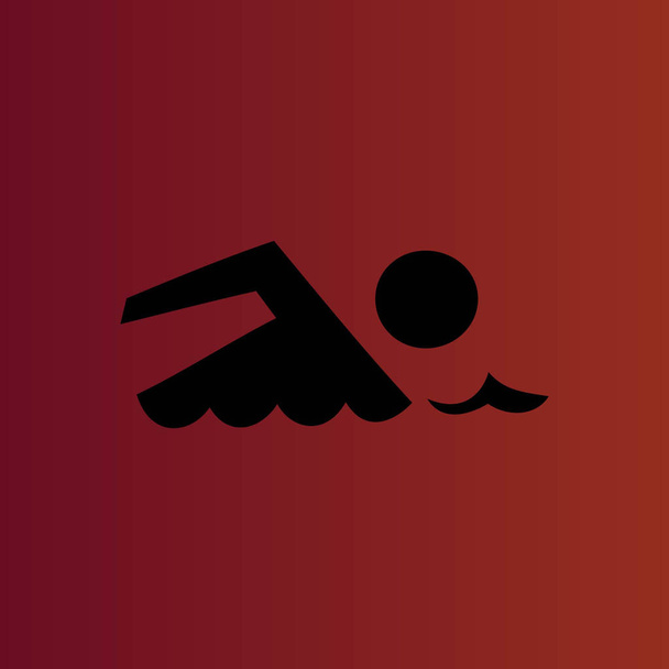 Swimming simple flat vector icon on gradient red - Vector, Image