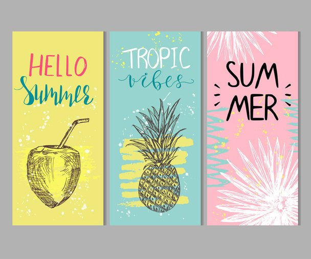 Set of abstract summer cards - Διάνυσμα, εικόνα