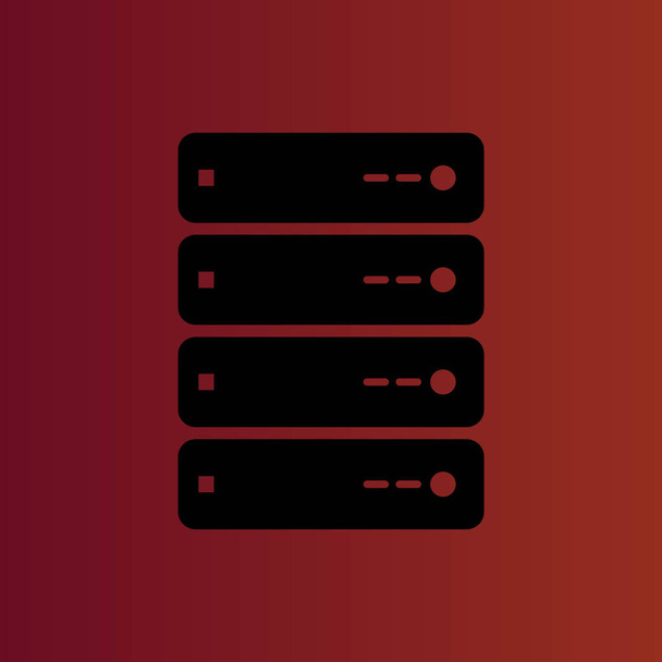 Computer Server simple flat vector icon on gradient red - Vector, Image