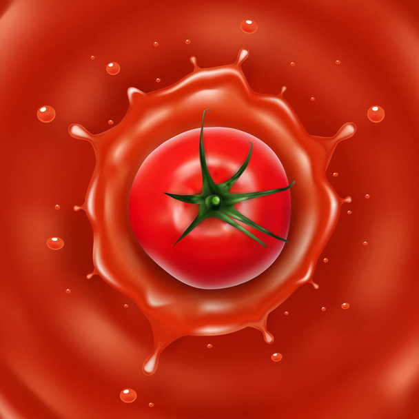 Realistic Fresh Tomato Juice Splash - Vector, afbeelding