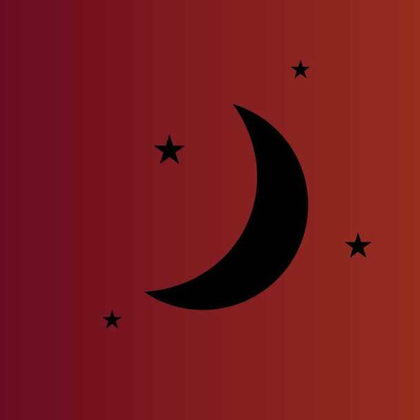 Luna & estrellas simple icono de vector plano en rojo degradado
 - Vector, imagen