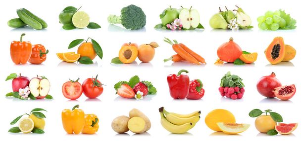Groenten-groenten en fruit collectie geïsoleerd apple oranje gra - Foto, afbeelding