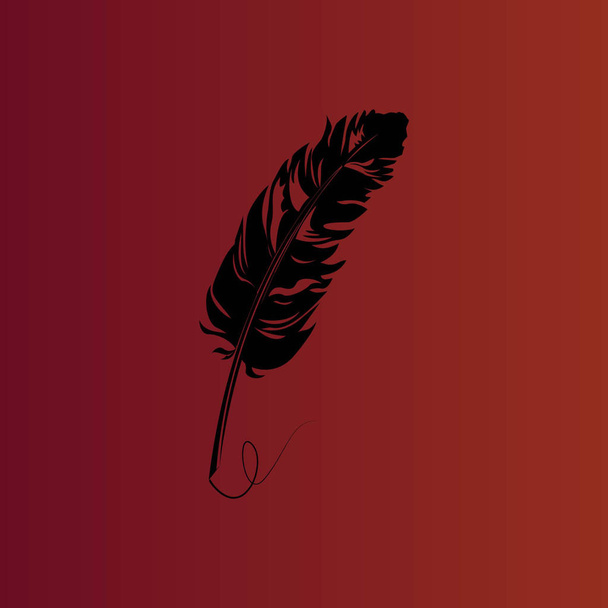 Feather simple flat vector icon on gradient red - Vector, Image
