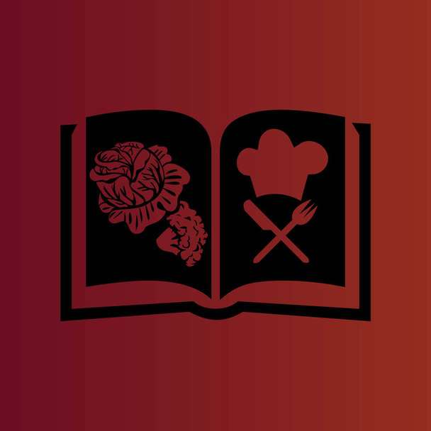 кулінарна книга проста плоска векторна іконка на градієнті червоний
 - Вектор, зображення