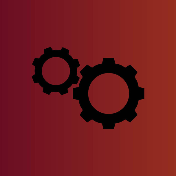 Cogwheels simple icono de vector plano en rojo degradado
 - Vector, imagen
