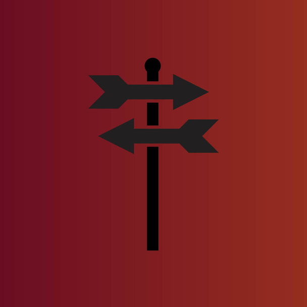 Signpost simple flat vector icon on gradient red - Vector, Image