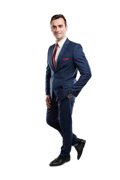 Full body of attractive business man posing with hand in pocket - Foto, Imagem