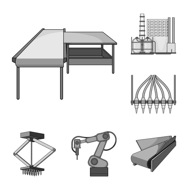 Equipment and machine monochrome icons in set collection for design.Technical progress of the factory vector symbol stock web illustration. - Διάνυσμα, εικόνα