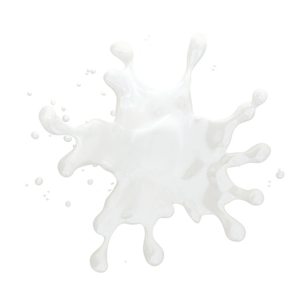 Fat milk or yogurt splash with droplets isolated.  Clipping path included. 3D illustration - 写真・画像