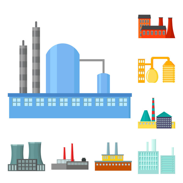 Factory and facilities cartoon icons in set collection for design. Factory and equipment vector symbol stock web illustration. - Vektor, Bild