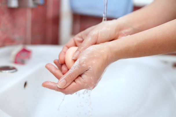 Washing of hands with soap - Zdjęcie, obraz