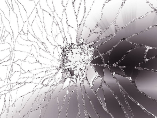 Pedaços de vidro estilhaçado destruído sobre branco
 - Foto, Imagem