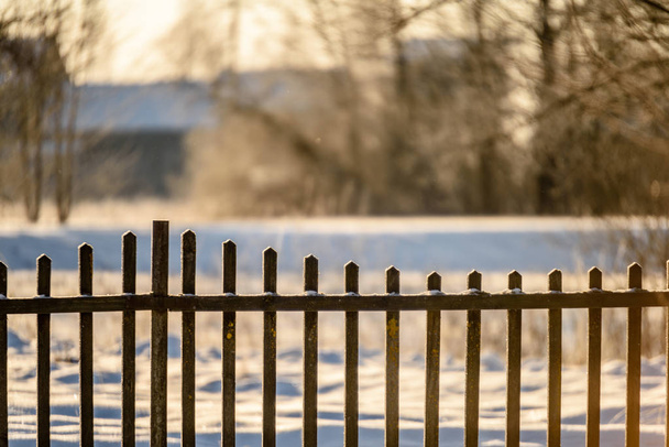 wooden plank fence in countryside - Photo, Image