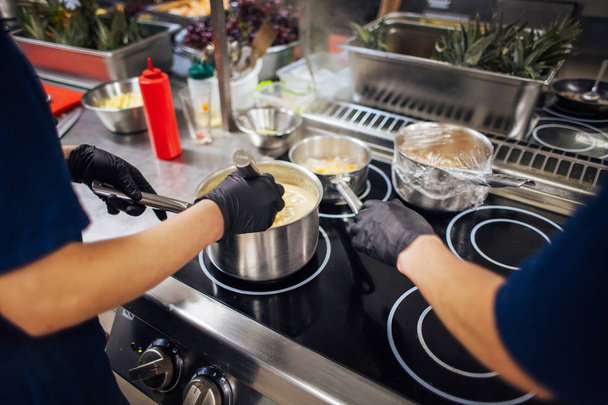 staff prepare dishes  cooking  - Zdjęcie, obraz