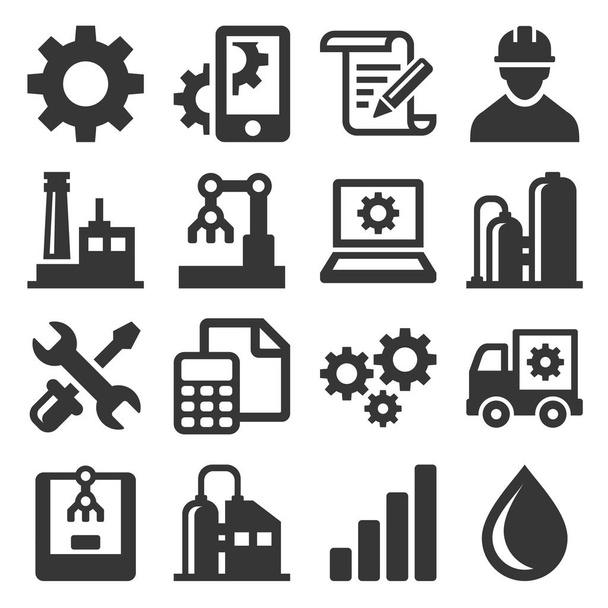 Manufacturing and Engineering Icons Set. Vector - Vector, Image