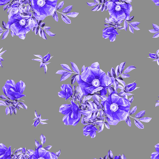 ワイルド ローズの花のパターンを繰り返し水彩. - 写真・画像