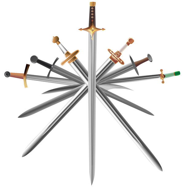 Illustrations vectorielles ensemble d'épées transversales
. - Vecteur, image