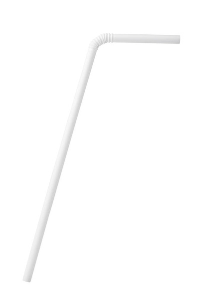 White plastic drinking straw isolated on white background - Photo, Image