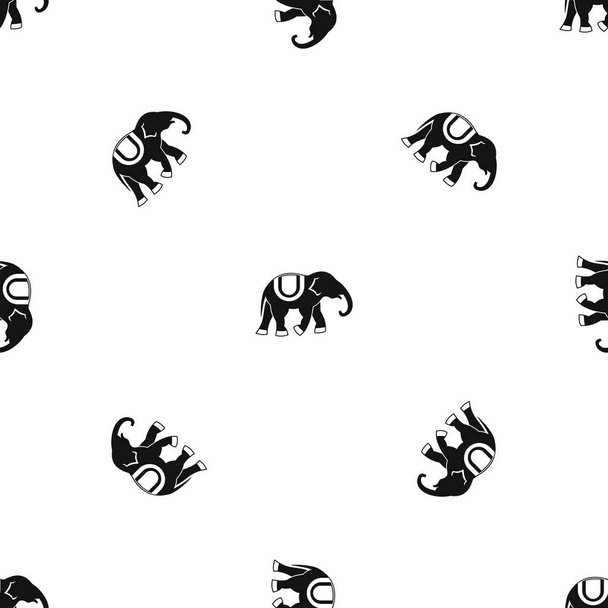 Elephant pattern seamless black - Vetor, Imagem