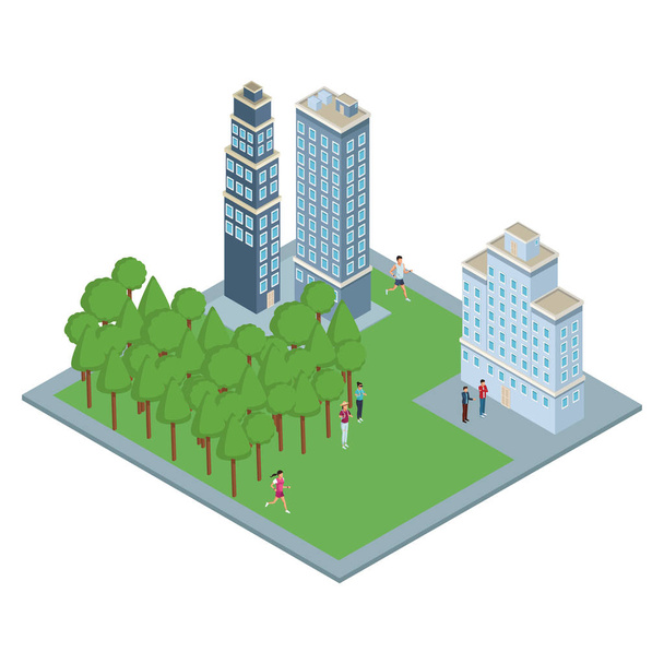 Isometric office buildings - Vector, Image