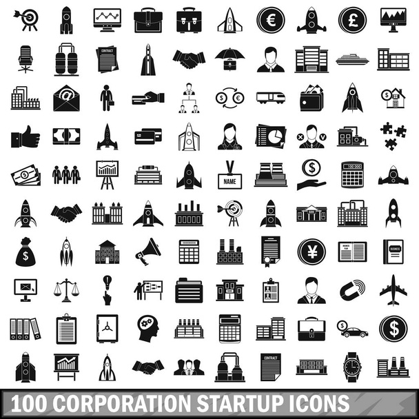 100 conjunto de ícones de inicialização corporativa, estilo simples
  - Vetor, Imagem
