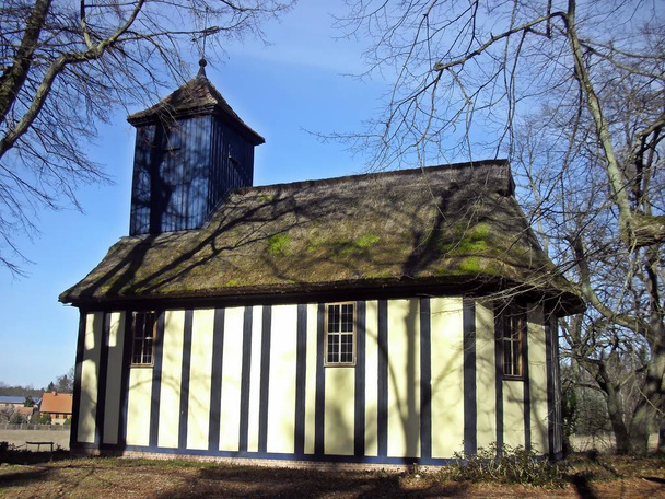 De blauwe kerk in het bos - Foto, afbeelding