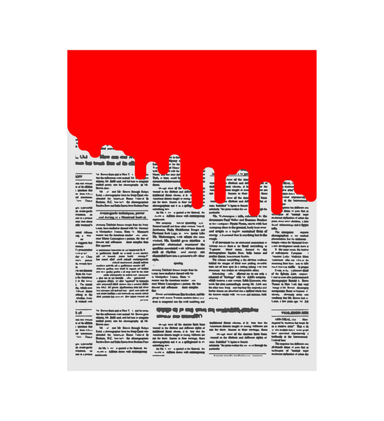 Vér újságban. Piros lapja magazin. Rossz hír - Vektor, kép