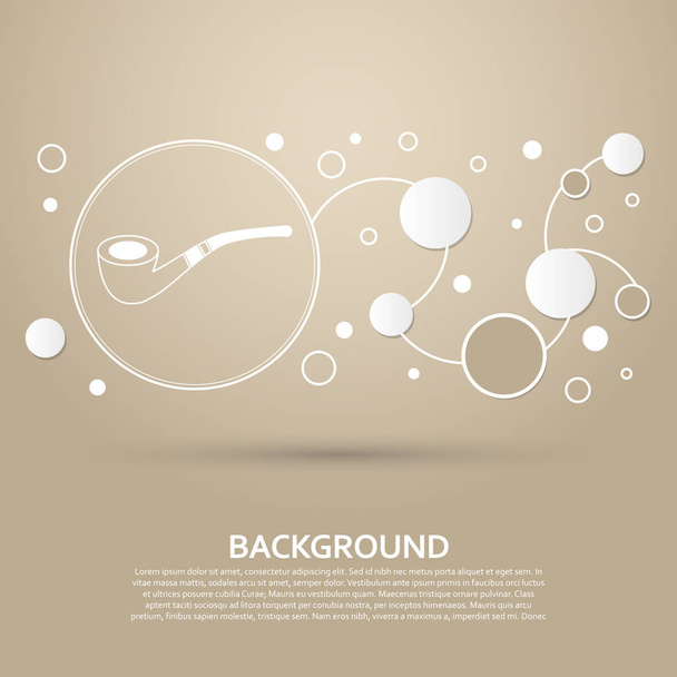 Tabakpfeifen-Symbol auf braunem Hintergrund mit elegantem Stil und moderner Design-Infografik. Vektor - Vektor, Bild
