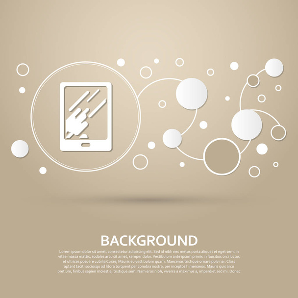 Tablet s odrazem světla ikony na hnědé pozadí elegantního stylu a moderního designu infografiku. Vektor - Vektor, obrázek