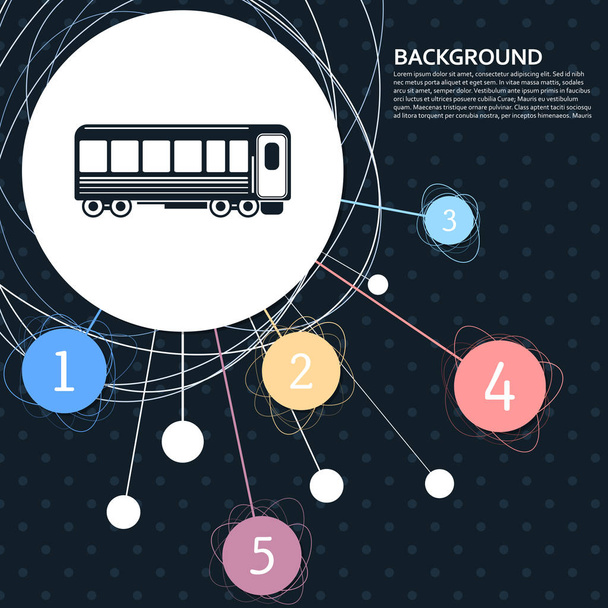 Passenger Wagons. Train icon with the background to the point and  infographic style. Vector - Vettoriali, immagini